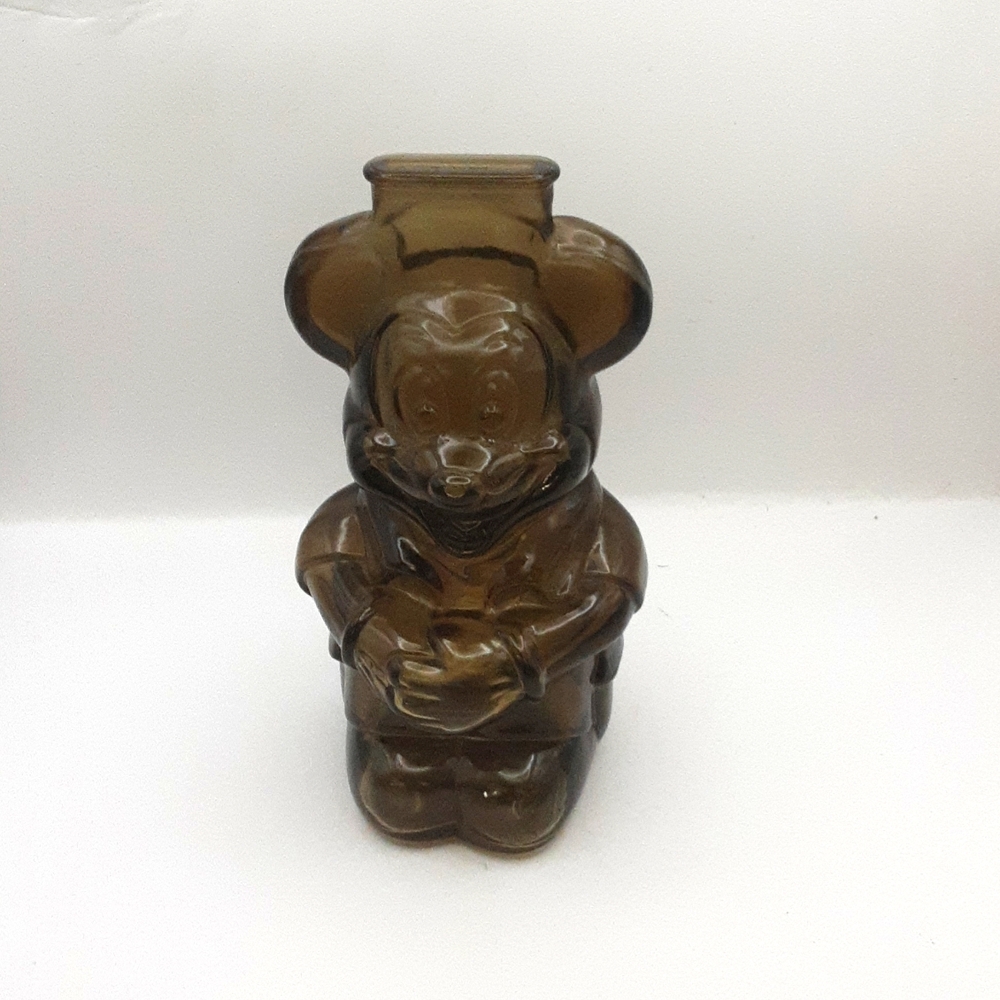 Vintage Mickey Mouse Clubhouse Smokey Glass Bank 7"